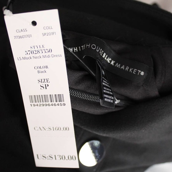 White House Black Market Petite Mock Neck Knit Long Sleeve Dress Button WHBM PS - Picture 4 of 4